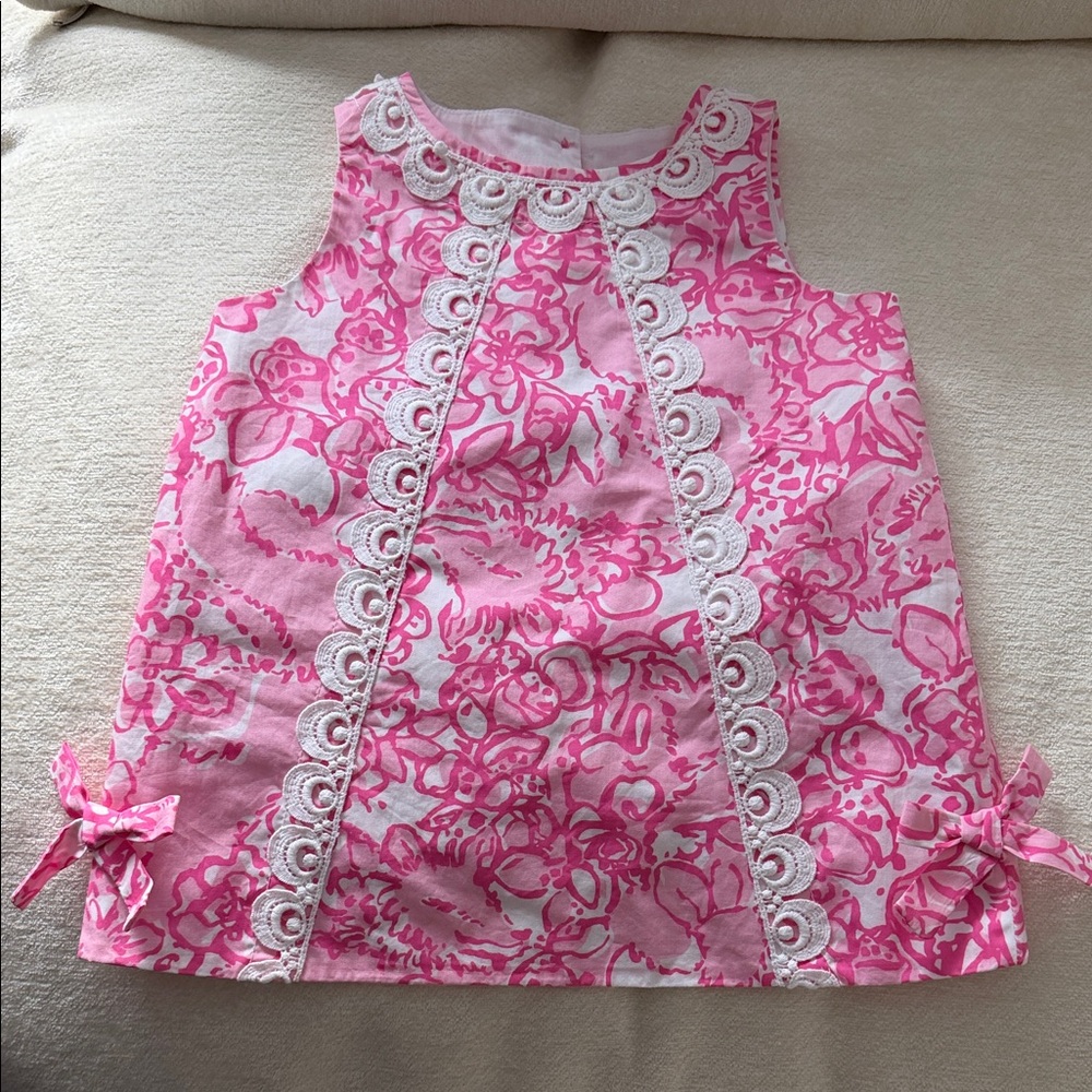 Lilly Pulitzer Pink Floral Lace Trim Dress